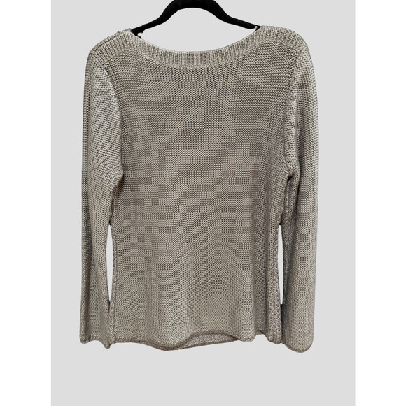 Women's Gray Boat Neck Wool Mohair Blend Cozy Basketweave Sweater Large Preppy - Picture 2 of 7